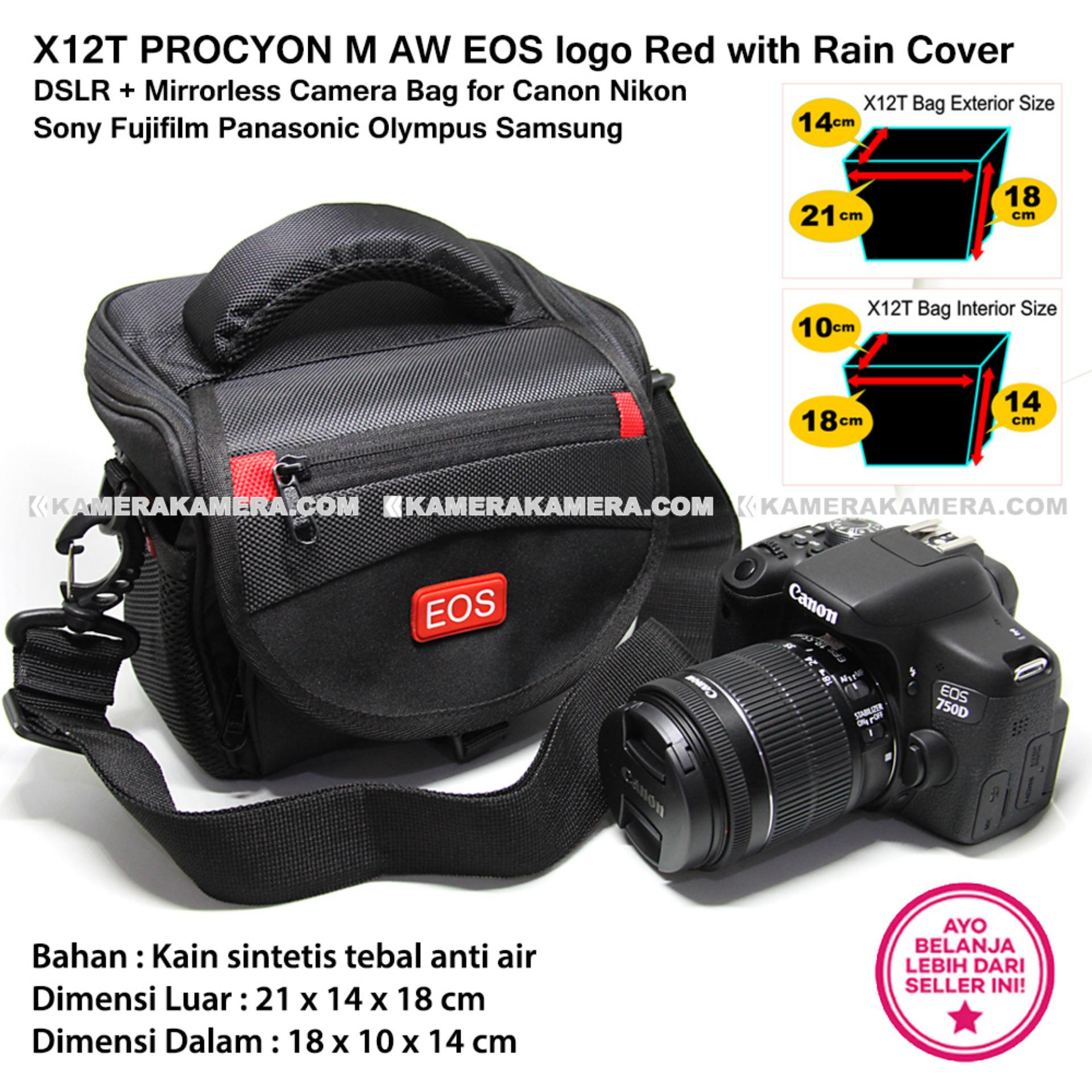 X12T PROCYON M AW EOS logo Red with Rain Cover for DSLR + Mirrorless Camera Bag for Canon Nikon Sony Fujifilm Panasonic Olympus Samsung