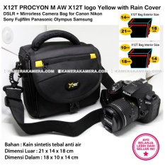 X12T PROCYON M AW X12T logo Yellow with Rain Cover for DSLR + Mirrorless Camera Bag for Canon Nikon Sony Fujifilm Panasonic Olympus Samsung
