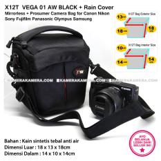 X12T VEGA 01 AW BLACK with Rain Cover Tas Kamera Mirrorless + Prosumer for Canon Nikon Sony Fujifilm Panasonic Olympus Samsung