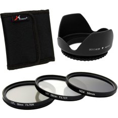 Xcsâ® Sinar UV Kopral ND4 Filter Set + Kap Lensa 58mm For Canon 550D 500D 450D 400D 350D LF282-SZ (Hitam)