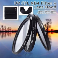 XCSource UV CPL ND4 Filter + Lens Hood 52mm For Nikon D3200 D3100 D3000 D90 D80 D70 D800 D700 D610 D600 D300S D70 - hitam