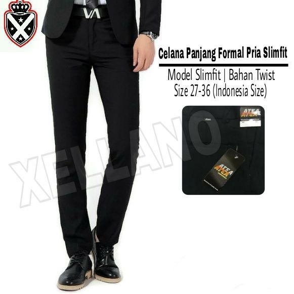 Xellano Celana Panjang Formal Marco - Slimfit - Bahan Twist - Hitam