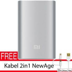 Xiaomi 10000Mah Original PowerBank - Silver + Gratis Kabel 2in1