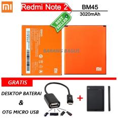Xiaomi Baterai / Battery BM45 For Xiaomi Redmi Note 2 ( 3020mAh ) Original + Bonus Kabel Otg Micro Usb + Bonus Desktop Charger