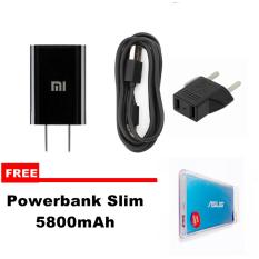 Xiaomi Charger 2A Micro USB include Adapter + Gratis Powerbank Slim 5800 mAh