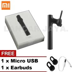 Xiaomi Headset Bluetooth 4.1 Earphone Build-in Mic Original Handfree for xiaomi redmi note 2 Black + Gratis Micro USB + Earbuds