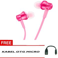 Xiaomi In Earphone Handsfree Headset Piston Mi Original 3rd In Ear Gen + Free Kabel OTG Micro - Pink