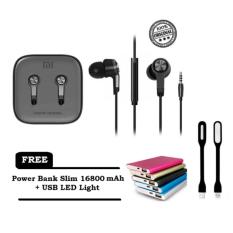 Xiaomi Mi Piston Huosai Earphone 3 Generation Original + FREE Power Bank Slim 16800 mAh + USB LED Light