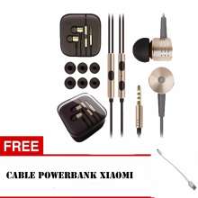Xiaomi Piston Mi Original 2nd Gen With Mic &amp; Volume Control Handsfree/Headset  + Bonus Kabel Powerbank Xiaomi - Gold