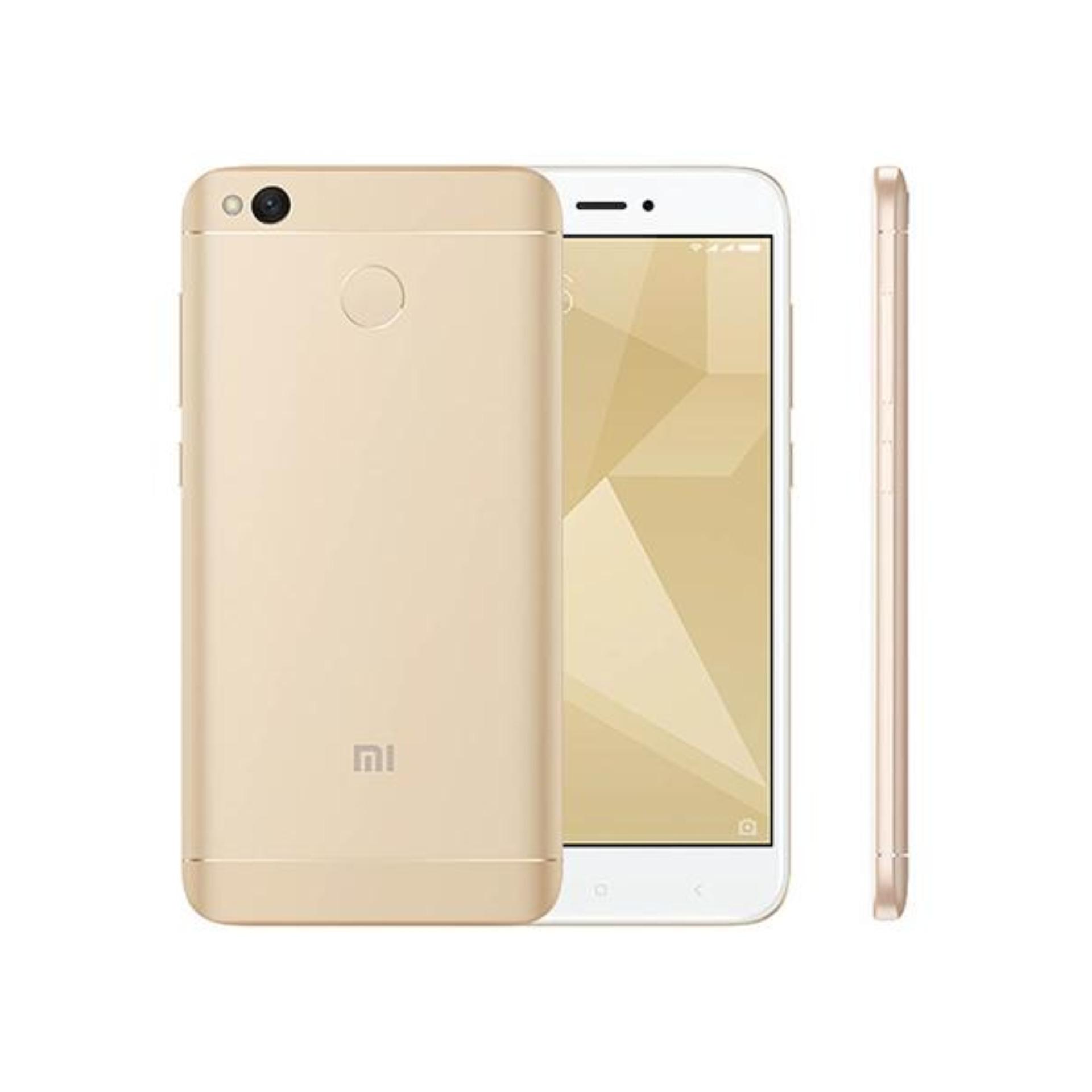 Xiaomi Redmi 4x Ram 2GB Room 16GB Gold - Free - Soft Case Babyskin Black Matte - Tempered Glass - Handsfree