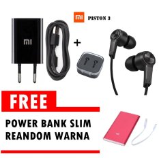 Xiaomi Travel Adapter Charger 1A + Xiaomi piston 3 - Hitam Gratis Powerbank Slim 5800mAh