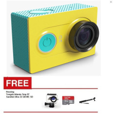 Xiaomi Yi Action Cam WiFi 16MP 1080P International Version Hijau + Waterproof + Sandisk Ultra 32 GB + Tongsis