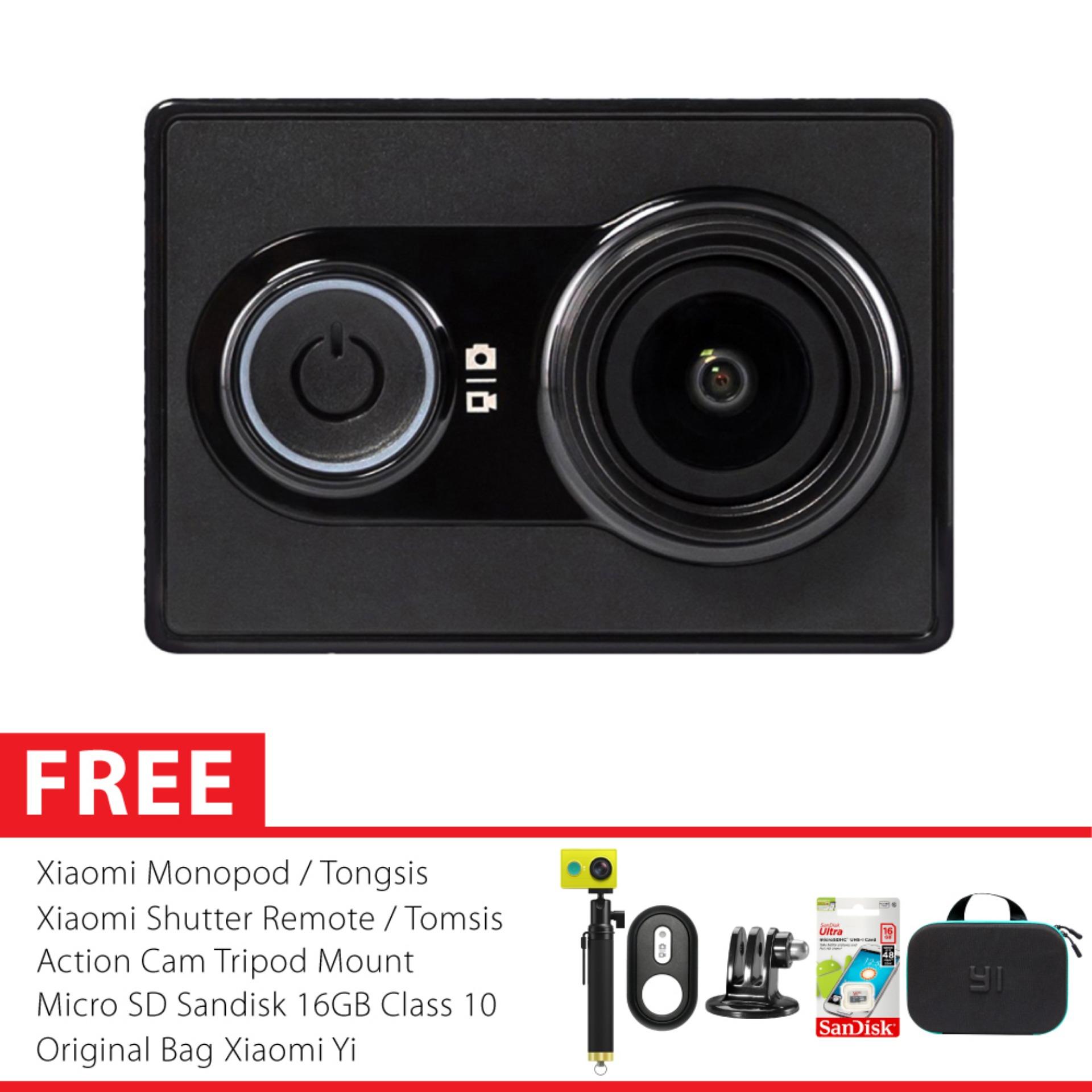 Xiaomi Yi International Paket Combo Hemat Godric Action Camera Original + Gratis Bundling Bonus - Hitam