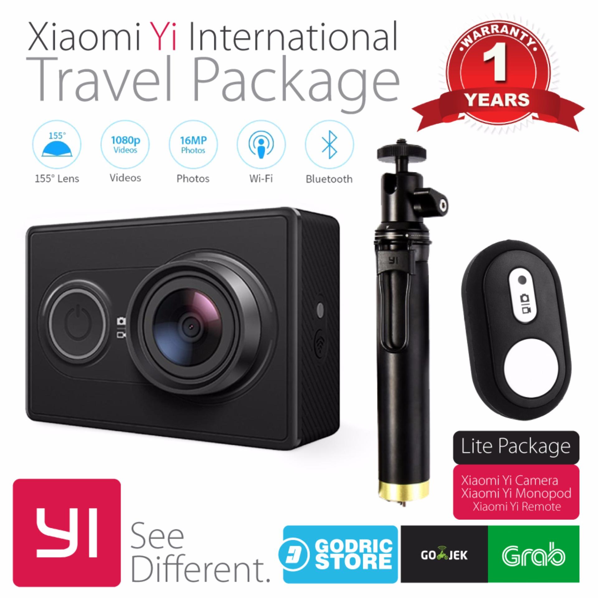Xiaomi Yi International Paket Travel Action Camera + Tongsis Shutter - Hitam