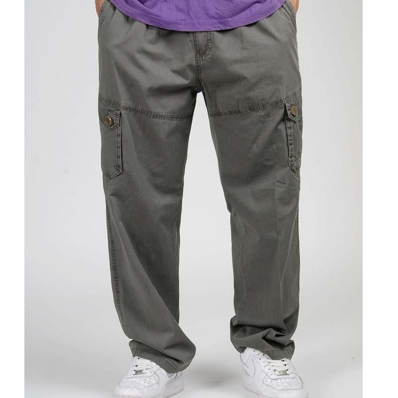 XL-6XL Spring Summer Cargo Pants Besar Laki-laki Besar Olahraga Luar Ruangan Tipis Celana Panjang Multi Saku Kasual Celana Kerja- Hijau-Intl