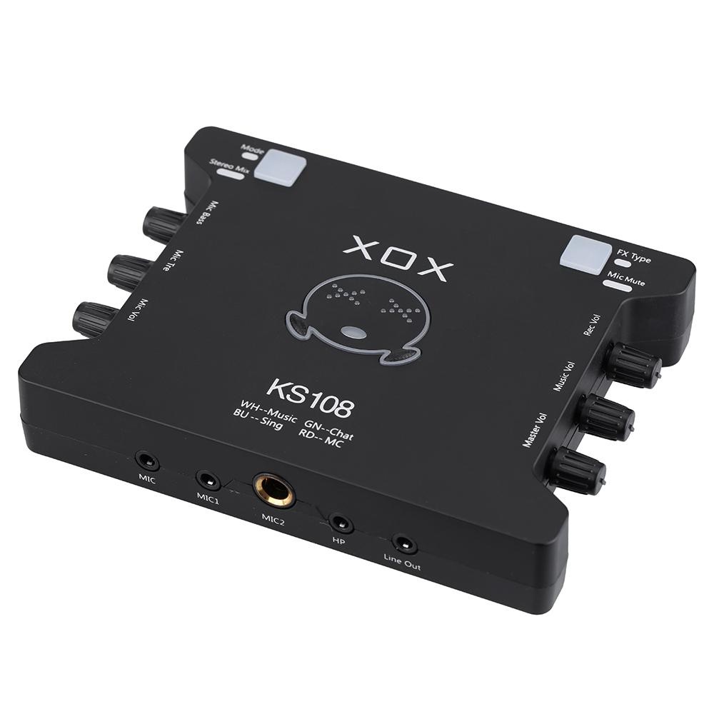 XOX KS108 USB Audio Interface Network Online Singing Device High-Definition Audio Mixer Sound Card for Recording Hosting Speech Home Entertainment Music Appreciation - intl