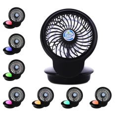 Xudzhe Mini USB Fan, 3 Kecepatan USB Powered Desk Fan Meja Lipat Kipas Pendingin Pribadi dengan 7 Warna Lampu LED Mengubah Lampu Mood untuk Rumah/Kantor/Travel, Hijau-Intl