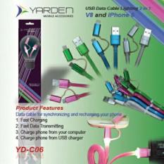 YARDEN YD-C06 KABEL USB LINGTING 2 IN 1 MICRO V8 DAN IPHONE 5 6 WARNA RANDOM