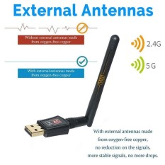 YBC 600 Mbps Ganda Tali 2.4G/5G/5.8G WIFI USB Jaringan Adaptor dengan Antena 802.11AC-Internasional