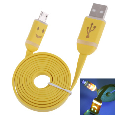 Kuning Cahaya Wajah Senyum Datar Sinkronisasi Data USB Kabel Charger untuk Samsung