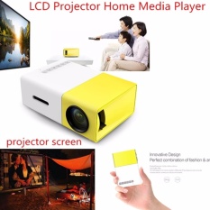 YG-300 LCD Proyektor 320x240 Home Pemutar Media Kuning Putih Steker Inggris-Internasional