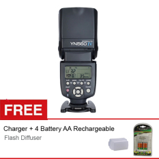 Yongnuo Flash - 560 IV + Gratis Charger + 4 Battery AA Rechargeable + Diffuser for Canon/Nikon