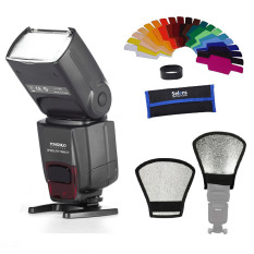 Yongnuo YN-560 IV Wireless Flash Speedlite For Canon Nikon Dll DSLR Kamera + Silver/putih Reflektor + Filter Warna Gel Band