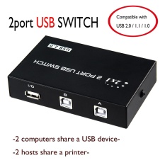 Yooc 2 Komputer Berbagi Printer USB Perangkat Dua USB2.0 Manual Sharing Switch (METAL Shell-Black) -Intl