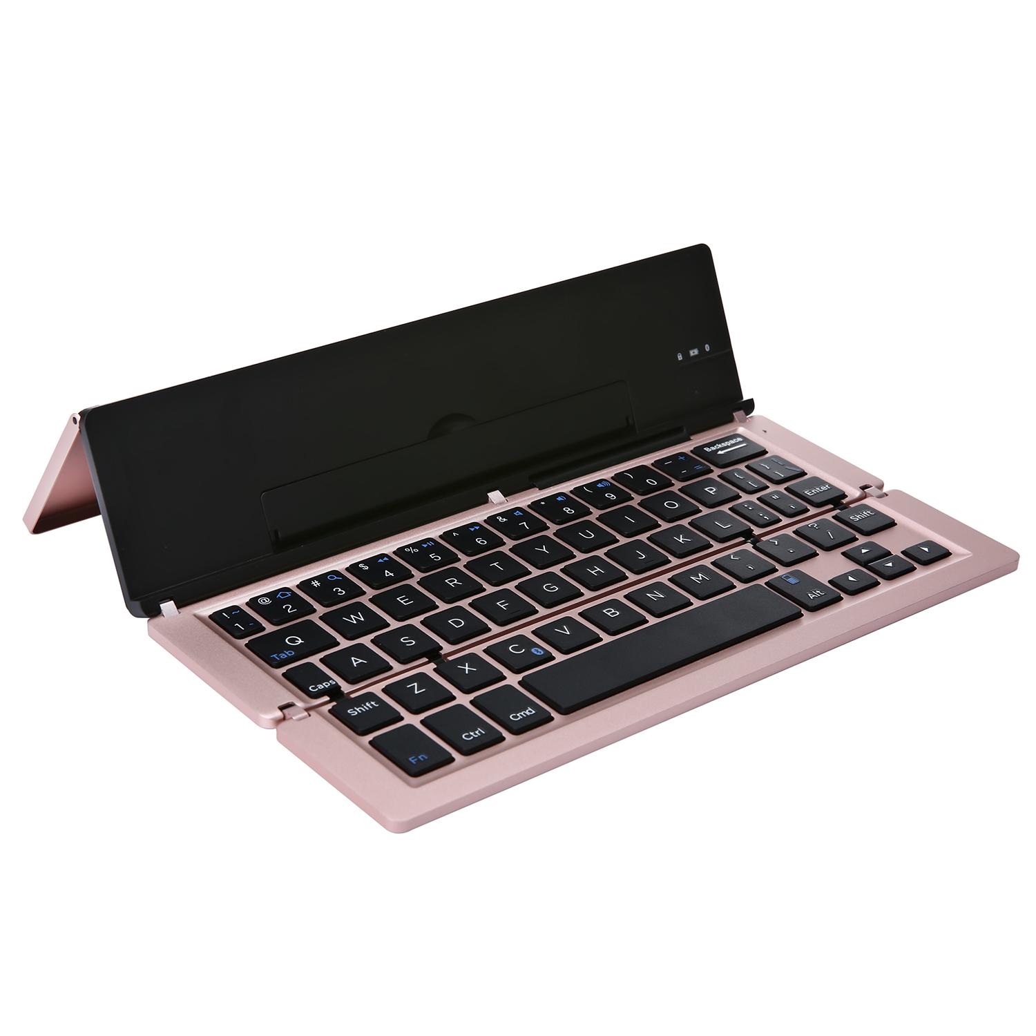 Yooc Universal Portabel Dapat Dilipat Mini Nirkabel Bluetooth Keyboard dengan Kickstand untuk IOS Android Windows Smartphone Tablet Komputer, Rose Gold-Intl