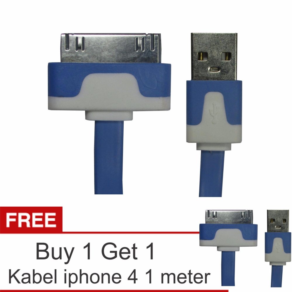Yumoto Kabel Data Pipih iPhone 4/4S 1 Meter + Buy 1 Get 1