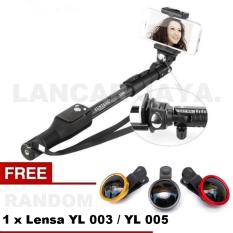 Yunteng Tongsis Monopod Bluetooth YT-1288 / Selfie Stick (Hitam) + Lensa YL 005 / YL 003