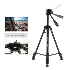 YUNTENG VCT-390RM Portable Aluminum Alloy Video Tripod with Pan & Tilt Head 3-Section Adjustable Max. Working Height 142cm 1/4