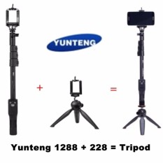 Yunteng YT-1288 Selfie Tongkat Monopod dengan Bluetooth Jarak Jauh Shooting + 228 Mini Tripod untuk iPhone 5 6 6 S samsung GoPro Sony Kamera-Internasional