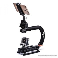 Zeadio Stabilizer Genggam + Tempat Smartphone Universal + Triple Panas Sepatu Adaptor + 360 Derajat Adaptor Putar untuk GoPro Canon, Nikon, pentax, SONY, Panasonic, Samsung dan Kamera Olympus Camcorder-Intl