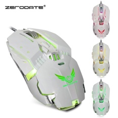 Zerodate X800 Kabel Mouse Gaming dengan Lampu LED 3200 Dpi Disesuaikan Berat-Intl