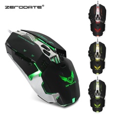 Zerodate X800 Kabel Mouse Gaming dengan Lampu LED 3200 Dpi Disesuaikan Berat, Albania-Intl