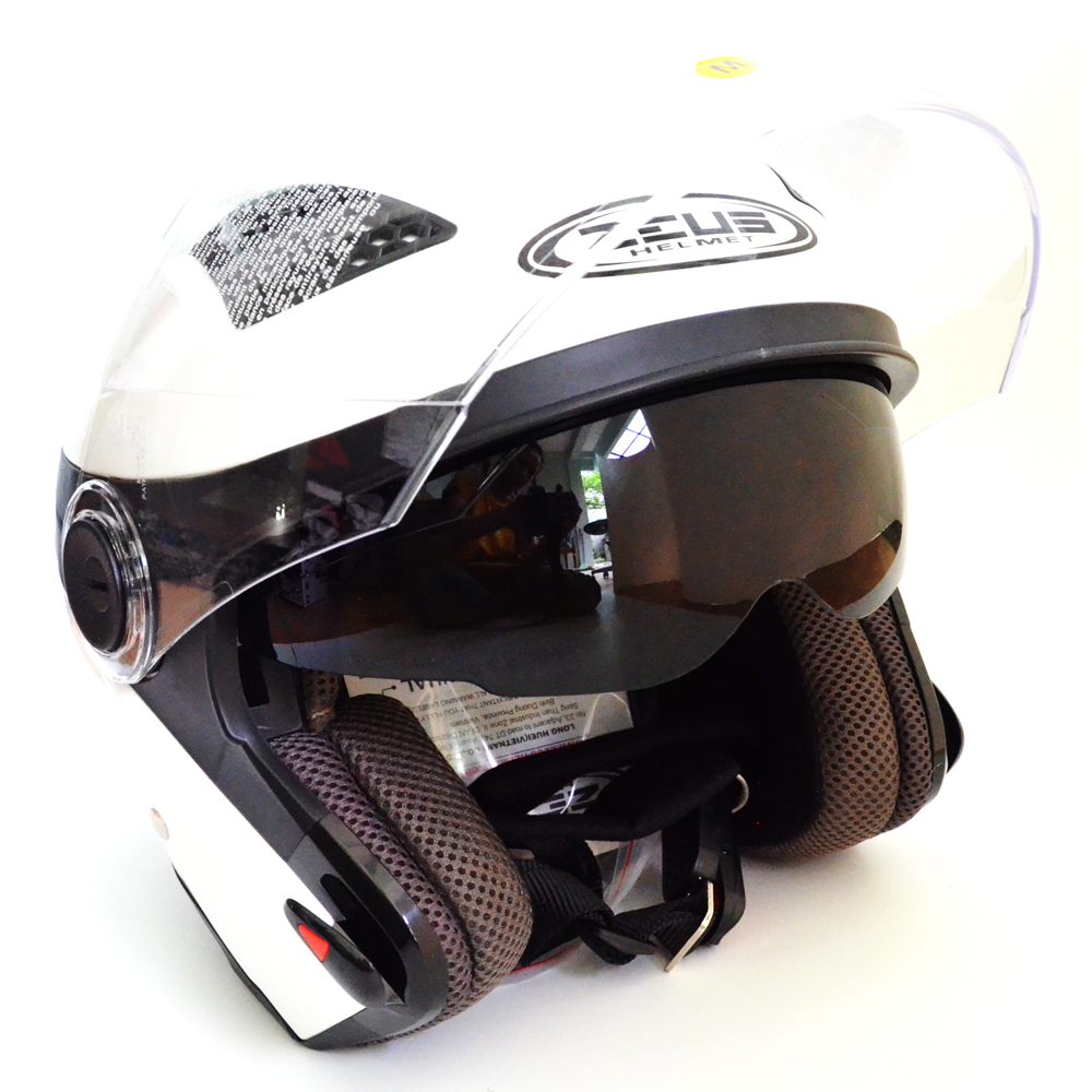 Zeus Helm Half Face Double Visor ZS-610K Polos - Putih