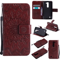 Zoeirc Fashion Sunflower Pelindung Berdiri Dompet Dompet Kartu Kredit Pemegang Magnetic Flip Folio TPU Soft Bumper PU Leather Ultra Slim Fit Case Cover untuk LG G4 MINI-Intl