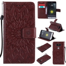 Zoeirc Fashion Sunflower Pelindung Berdiri Dompet Dompet Kartu Kredit Pemegang Magnetic Flip Folio TPU Soft Bumper PU Leather Ultra Slim Fit Case Cover untuk LG G5/H830 H850 H820-Intl