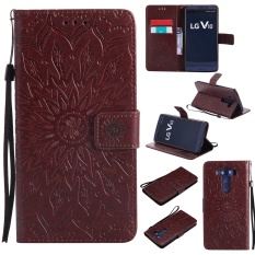 Zoeirc Fashion Sunflower Pelindung Berdiri Dompet Dompet Kartu Kredit Pemegang Magnetic Flip Folio TPU Soft Bumper PU Leather Ultra Slim Fit Case Cover untuk LG V10-Intl