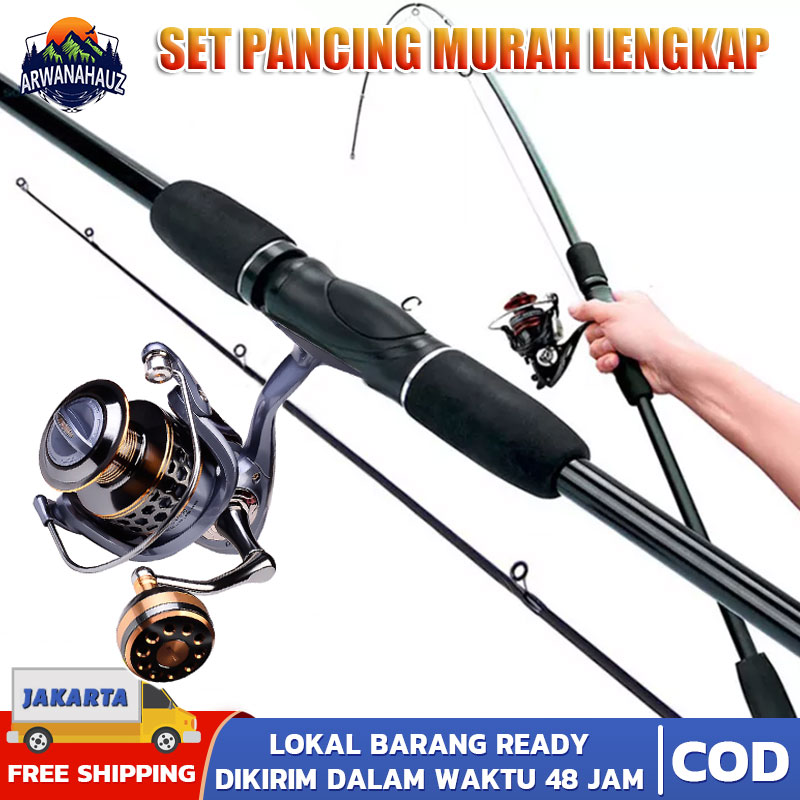 Set Joran Dan Gulungan Pancing Reel Pancing Tarikan Logam Spul Cnc