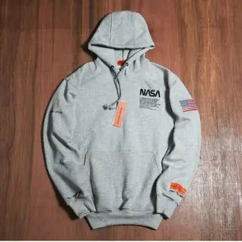 nasa patch white pullover hoodie