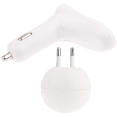 2014 Sepak Bola 2 In 1 15 W Universal AC/DC Charger Adapter dengan USB Port & Amp Car Charger untuk LAPTOP/Ponsel (Putih)