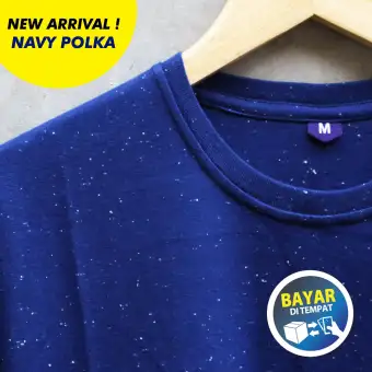 Baju Kaos Polos Lengan Pendek Navy Polka Dongker Motif Titik Polkadot