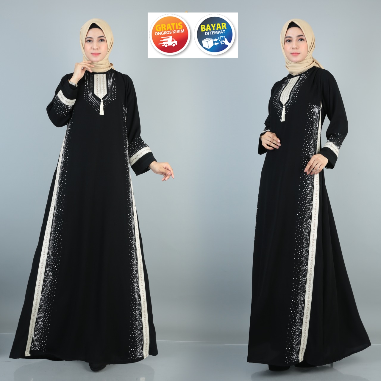 Gamis Abaya Jet Black / Gamis Turki / Gamis Hitam Saudi 11