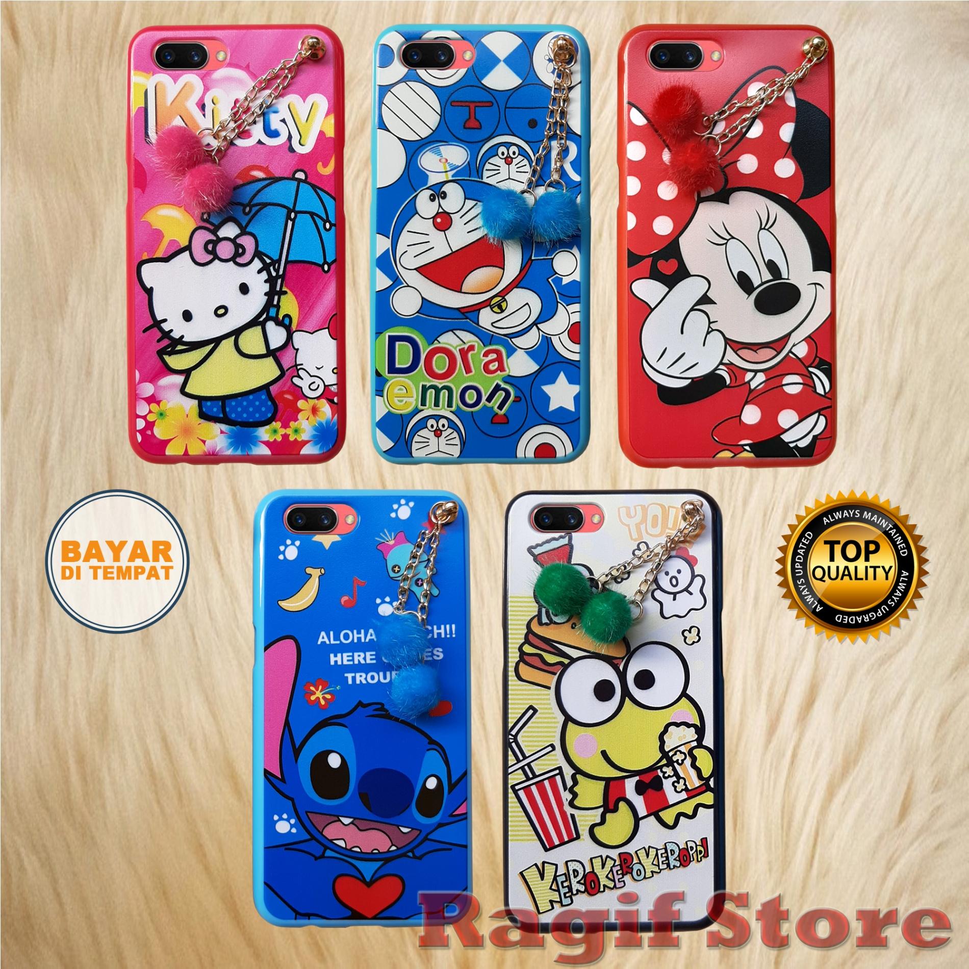 Mika/Case Kartun Oppo A3S/Realme C1/A5 Casing/Softcase Gantungan Pompom
