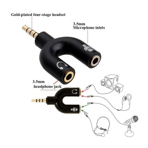 Audio jack splitter U 2in1 mic and headset male to female spliter U
