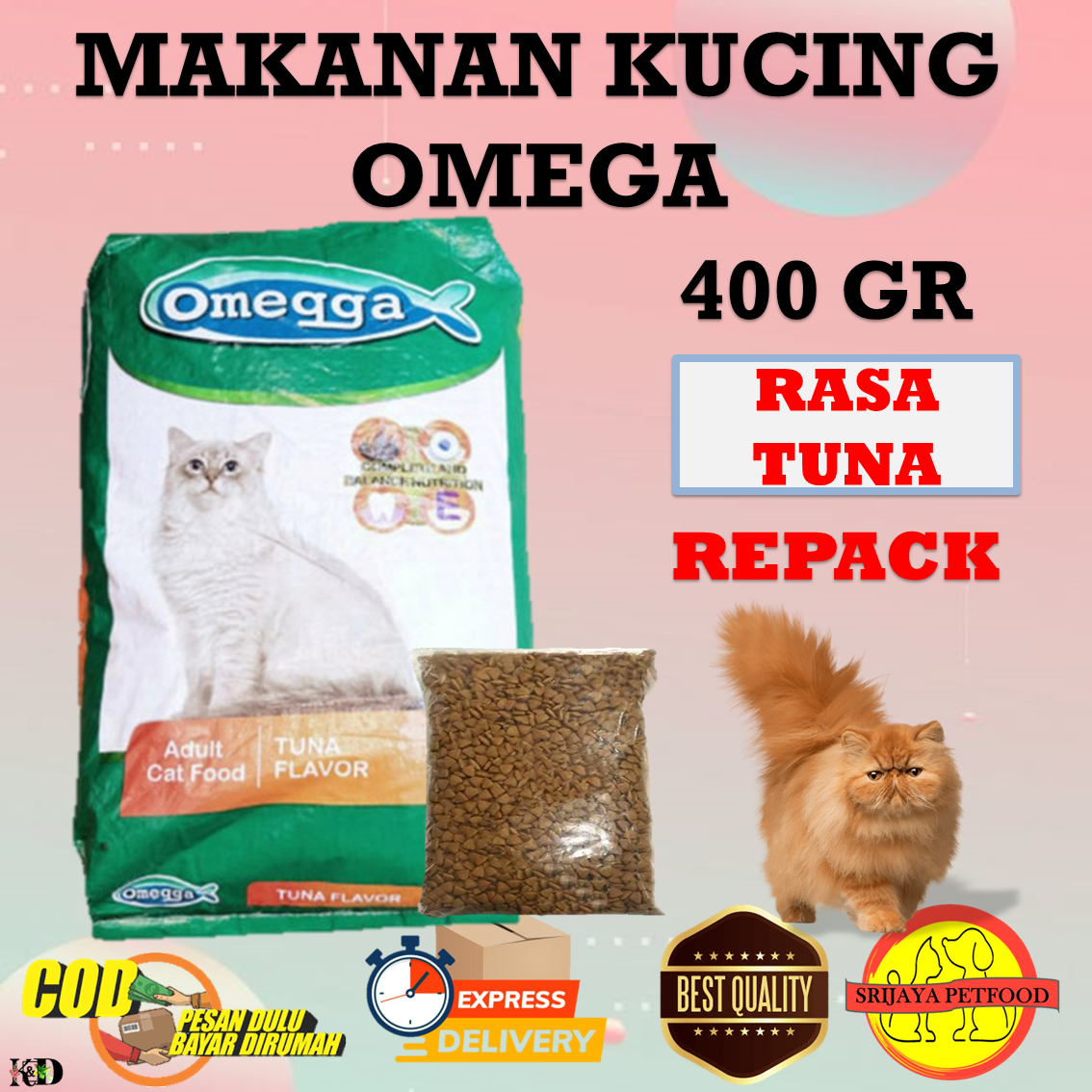 Makanan Kucing Omega Tuna Kemasan Repack Kemasan 400gr Lazada Indonesia