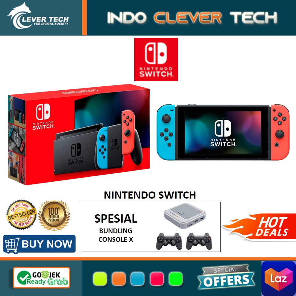 Nintendo Switch Console V2 Mario Red Blue Edition ( FREE Super CONSOLE