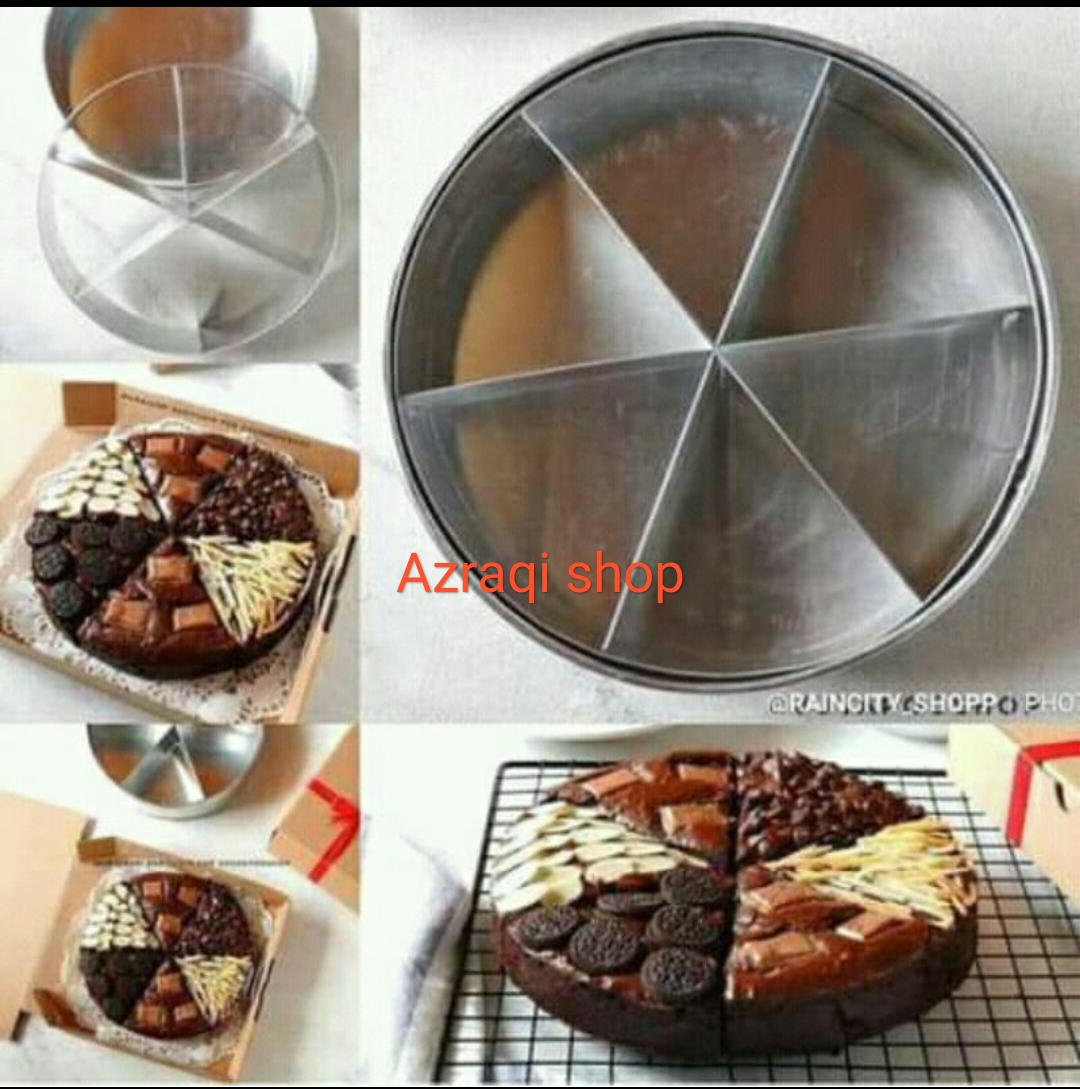 Loyang Brownies Sekat Bulat Pizza Bongkar Pasang Ukuran 6 Sekat 8 Sekat